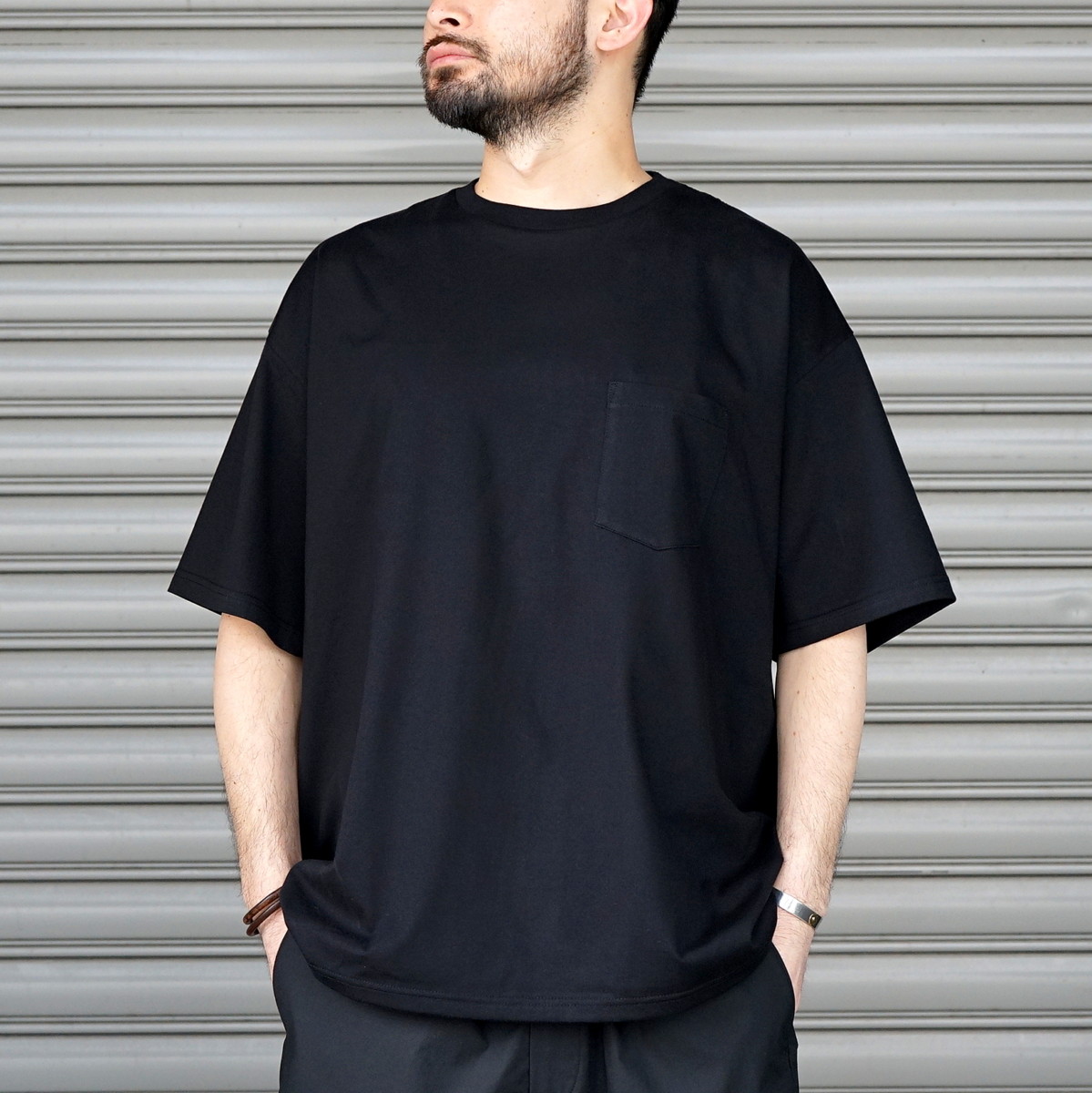 Graphpaper] Jersey Oversized L/S Pocket Tee / Border S/S Pocket