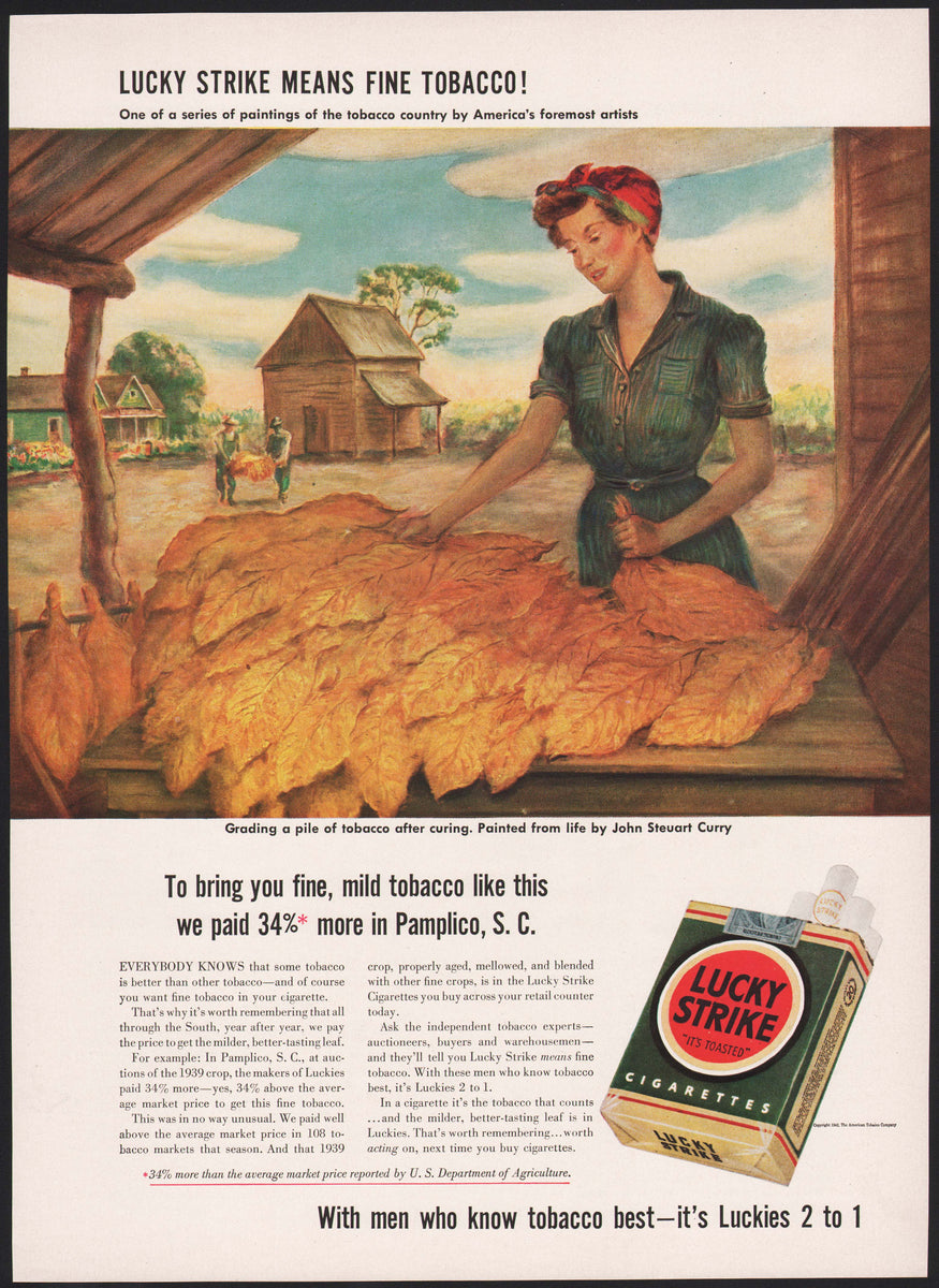 Vintage magazine ad LUCKY STRIKE cigarettes 1942 with John Steuart