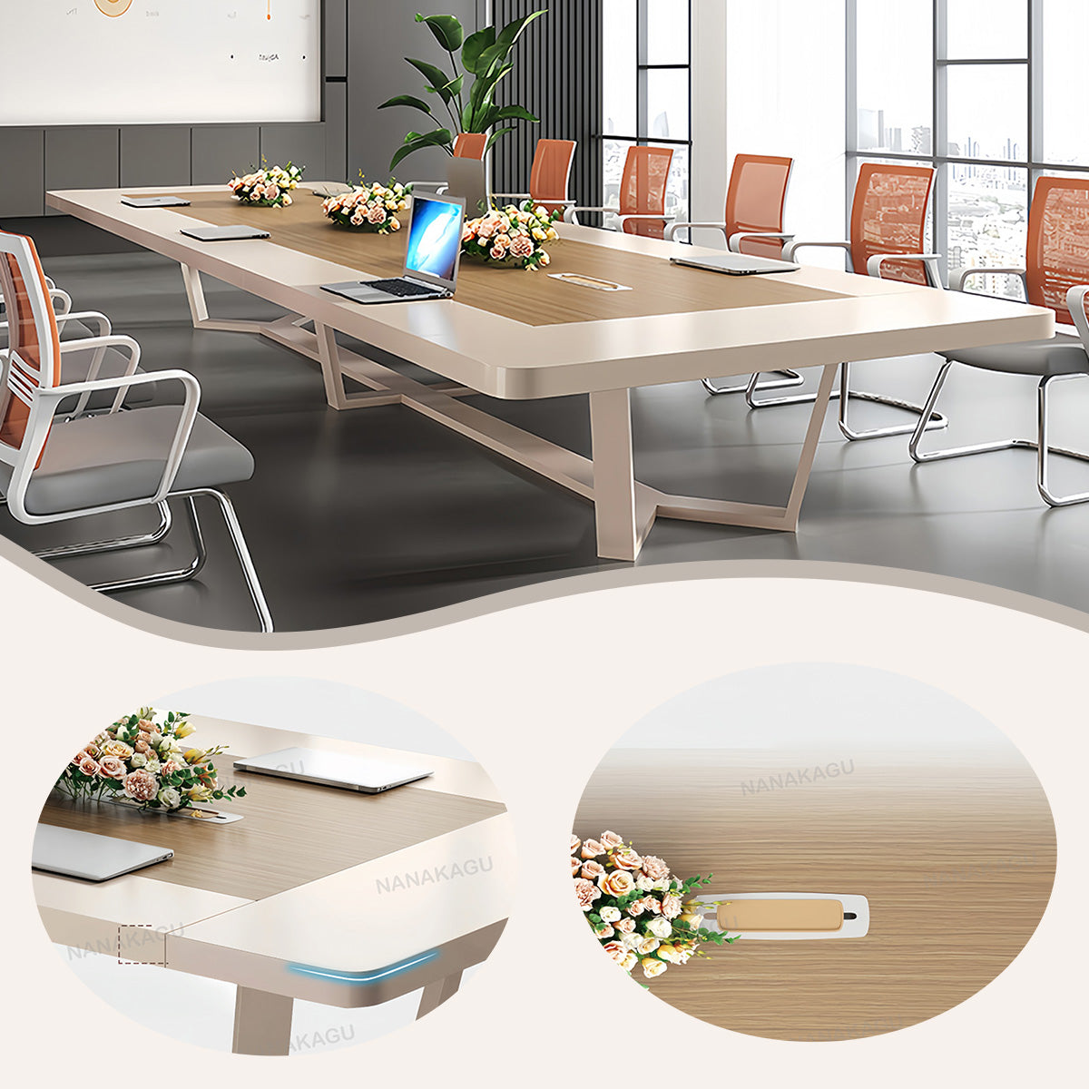 会議テーブル,ミーティングテーブル,テーブル,木目調,R加工,スチール
