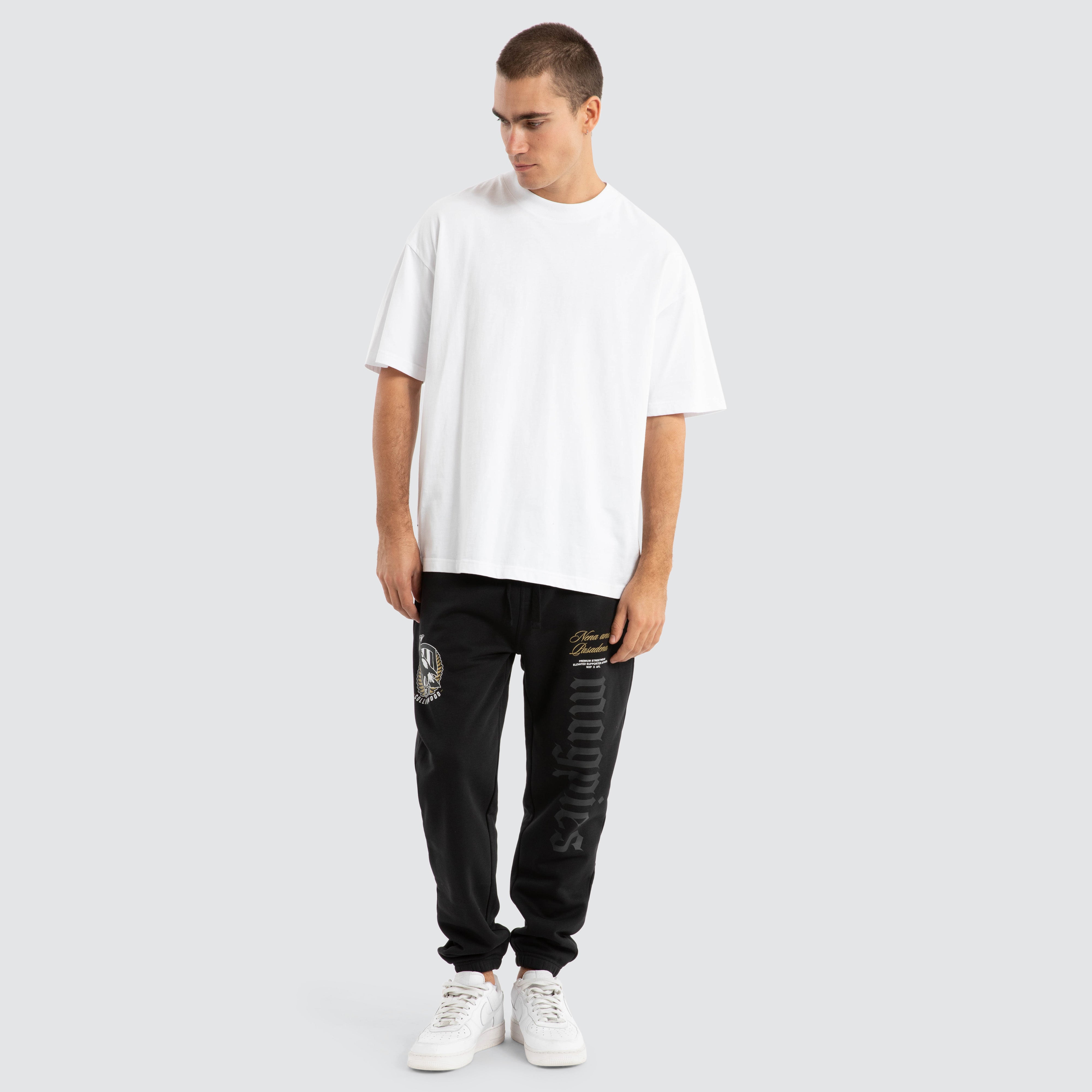 Collingwood Magpies AFL Cali Trackpants in Black | NXP