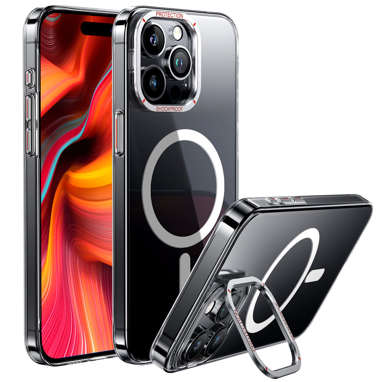 NIMASO iPhone 15 Pro/Pro Max用 MagSafe対応 ケース レンズスタンド