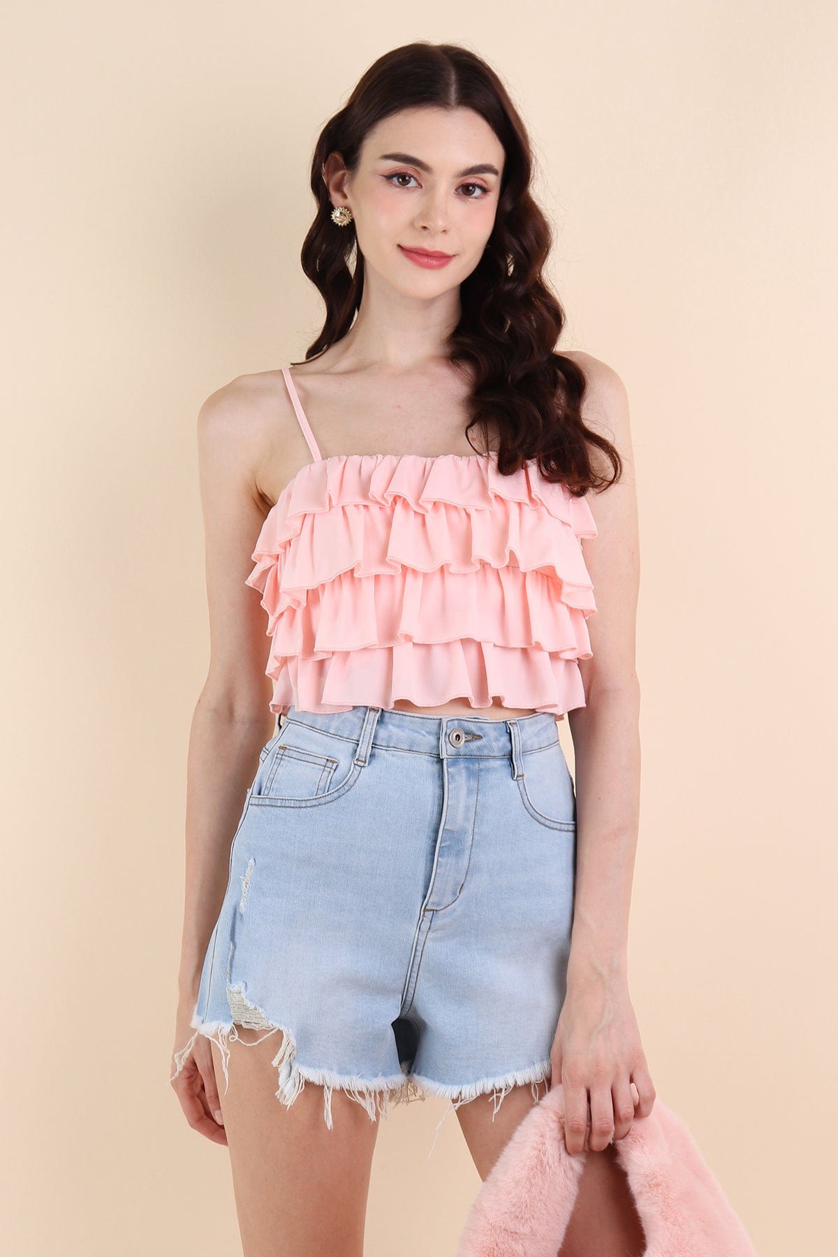 GEORGIA TIER RUFFLE TOP IN PINK | NEONMELLO
