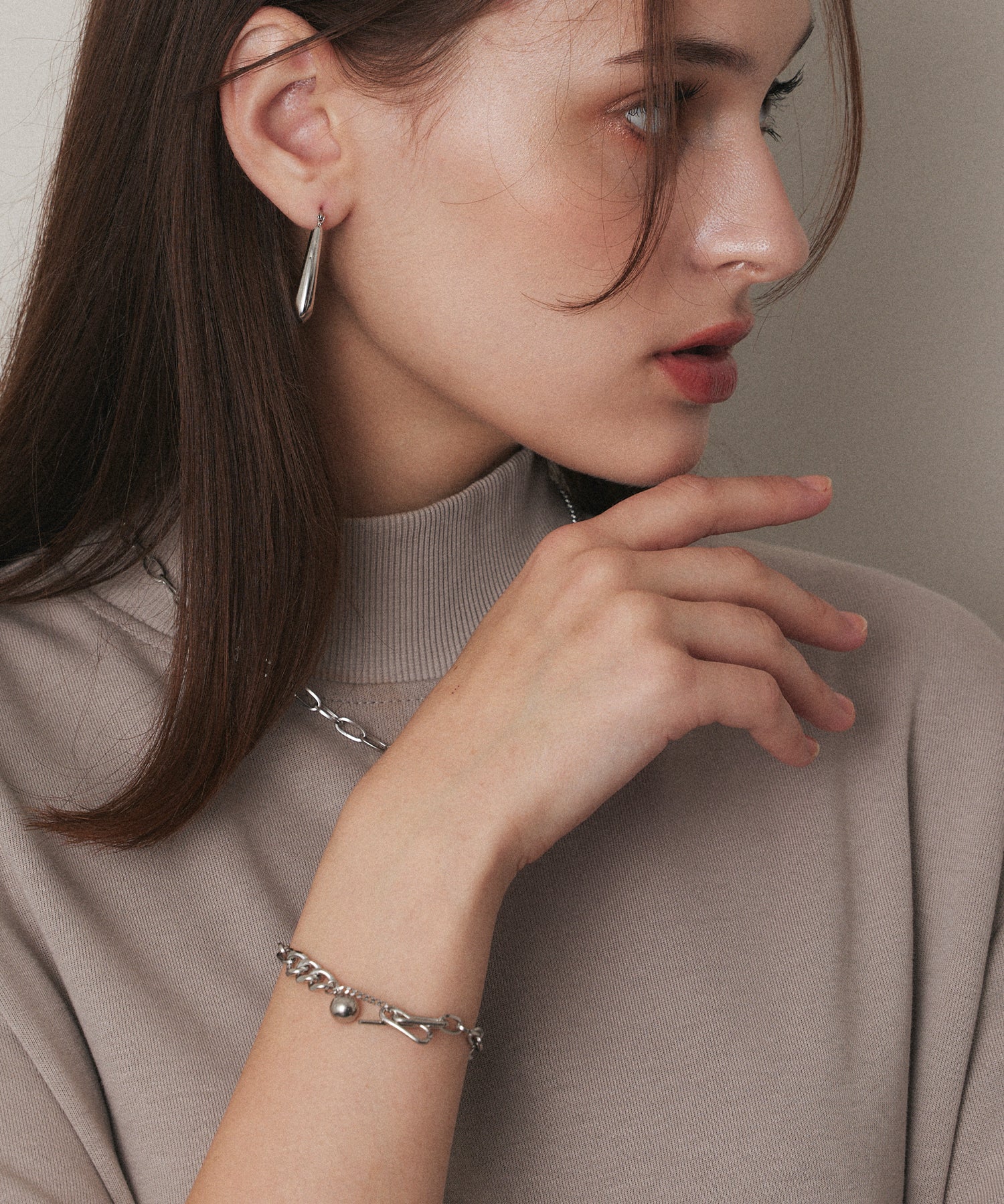 予約販売(2月下旬発送予定)】[シルバー]キリカエMIXチェーンブレスレット