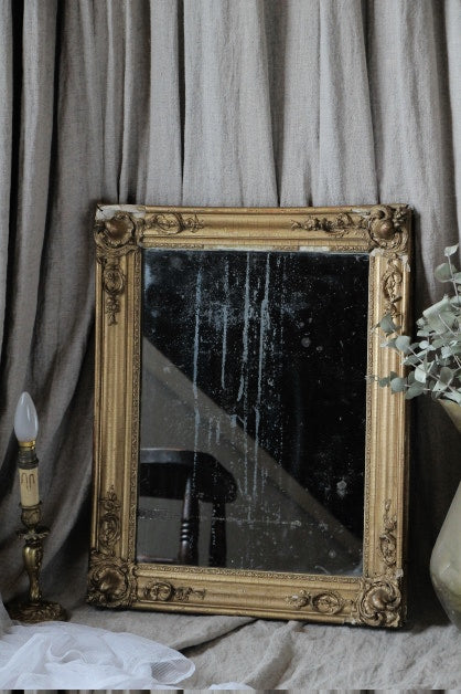 1890年代雰囲気たっぷりなゴールドフレームミラー（鏡） フランス