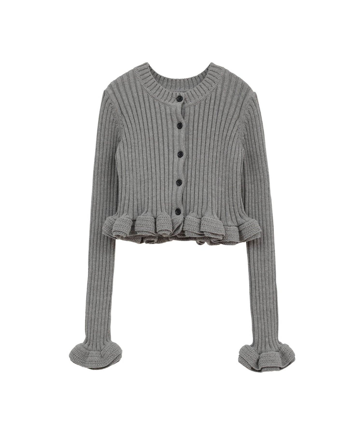 W FACE SHORT FRILLED KNIT TOPS - CLANE (クラネ) - tops (トップス
