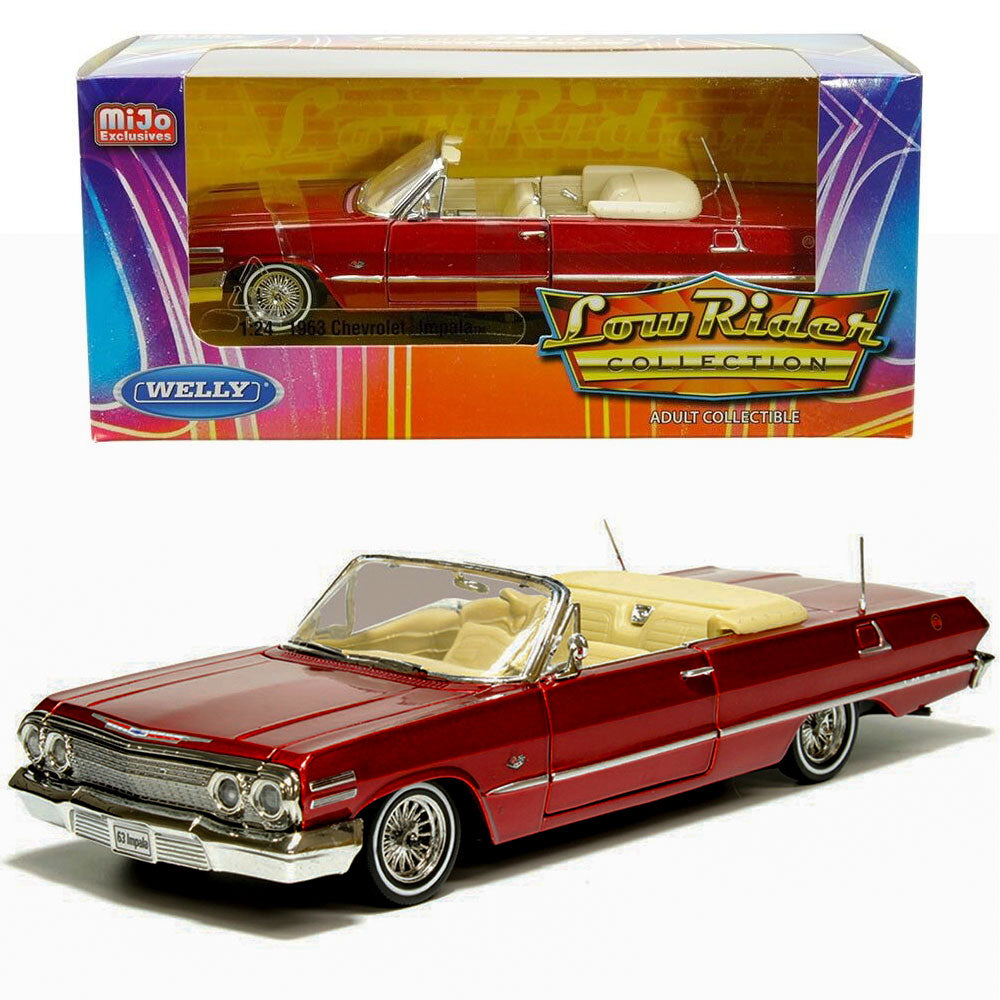 1963 Chevrolet Impala SS Convertible Low Rider Diecast Model Red