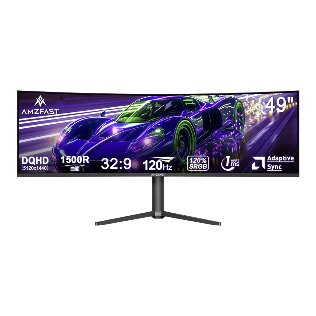 AMZFast 49インチ ゲーミングモニター 曲面 120Hz DQHD(5120x1440) 32