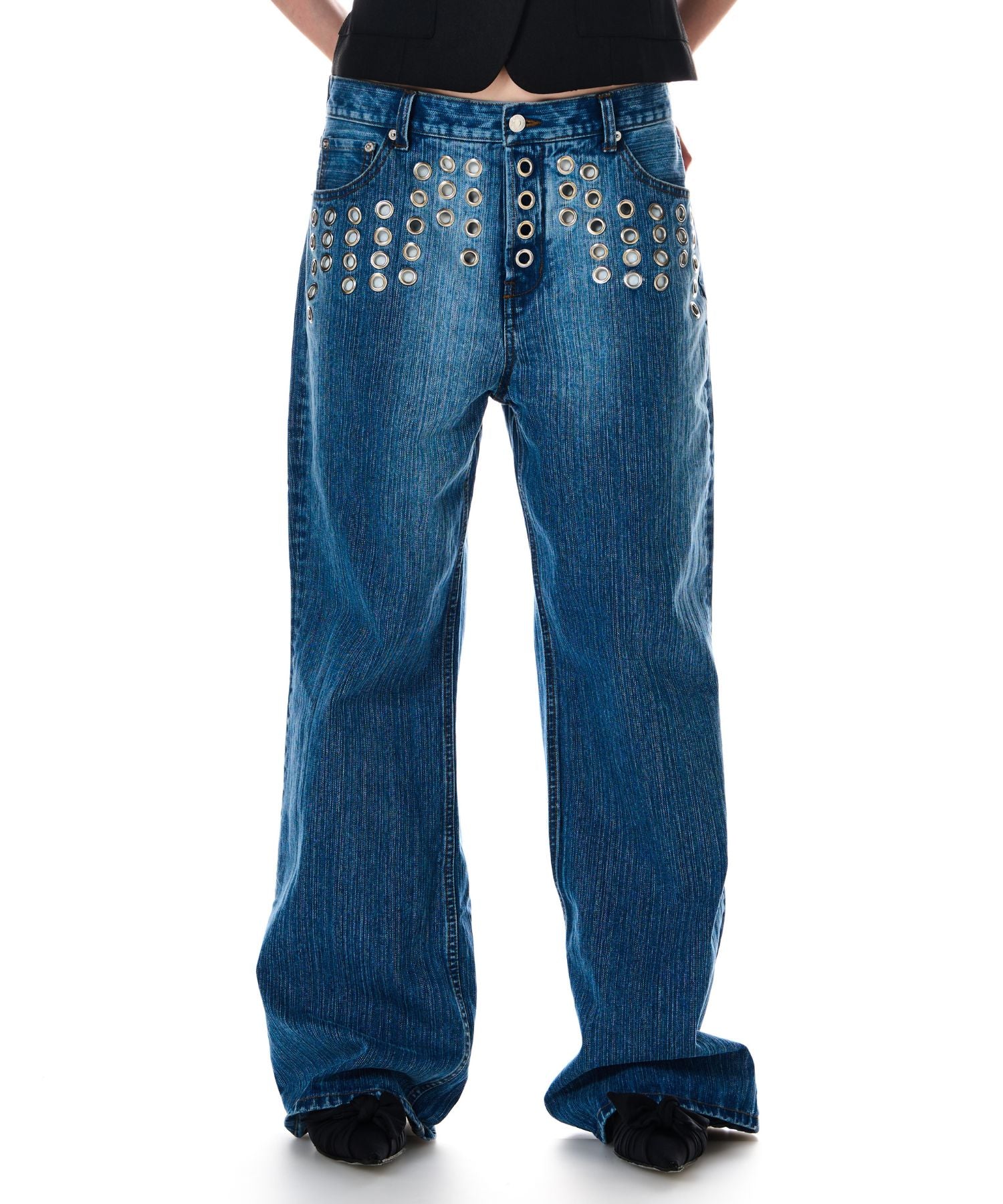 METAL EYELET SEMI LOOSE DENIM – BEEDEN