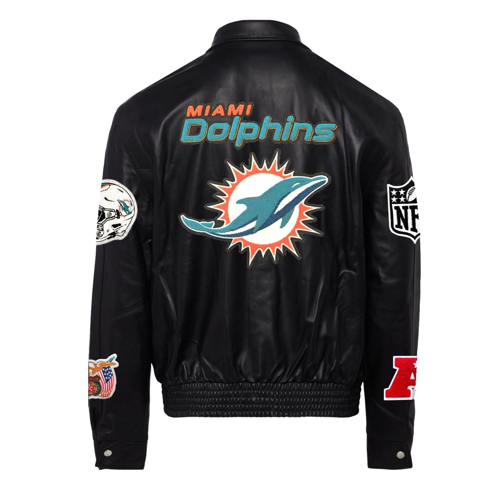 Miami Dolphins Full Leather Jacket Black