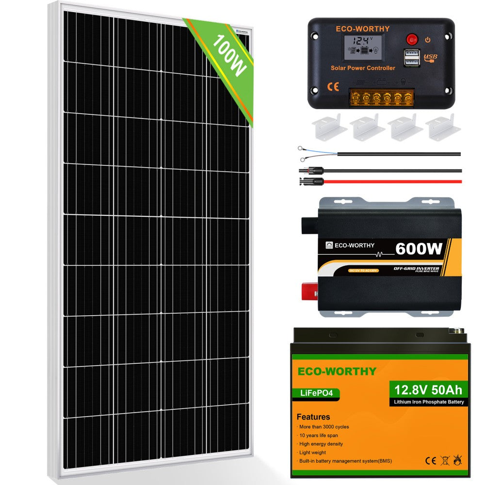 100W 200W 12V (1/2/x100W) 完全なオフグリッド ソーラー パネル