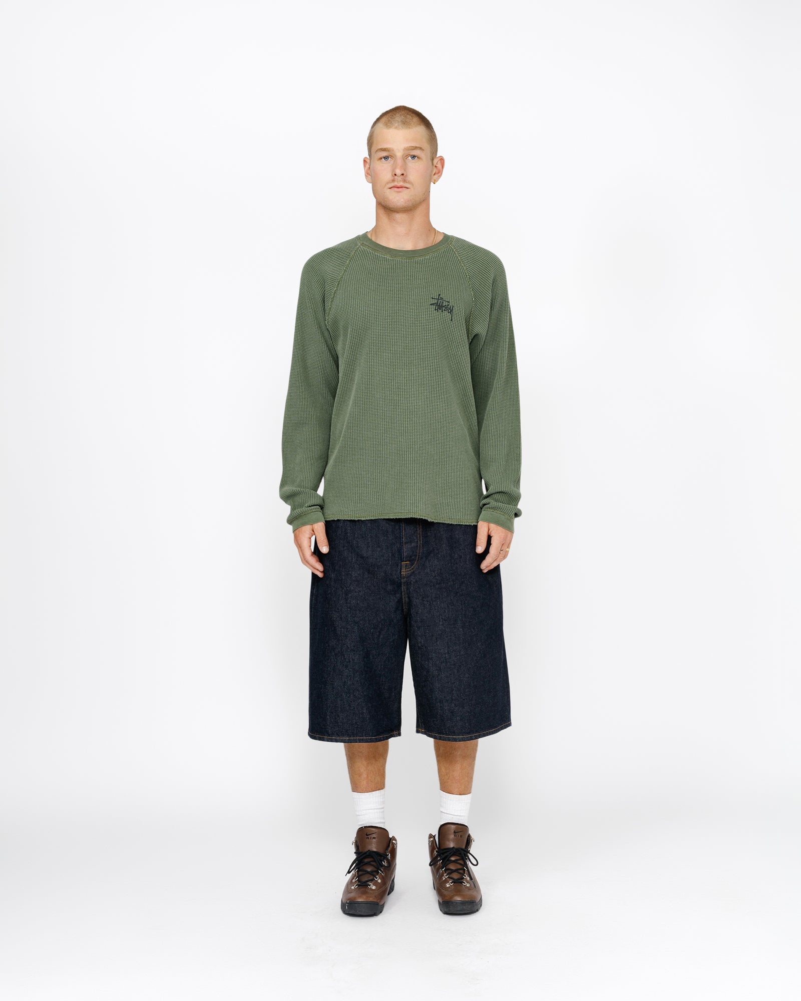 スケートボード M)Stussy Raglan Thermal LS Crew Stussy Raglan