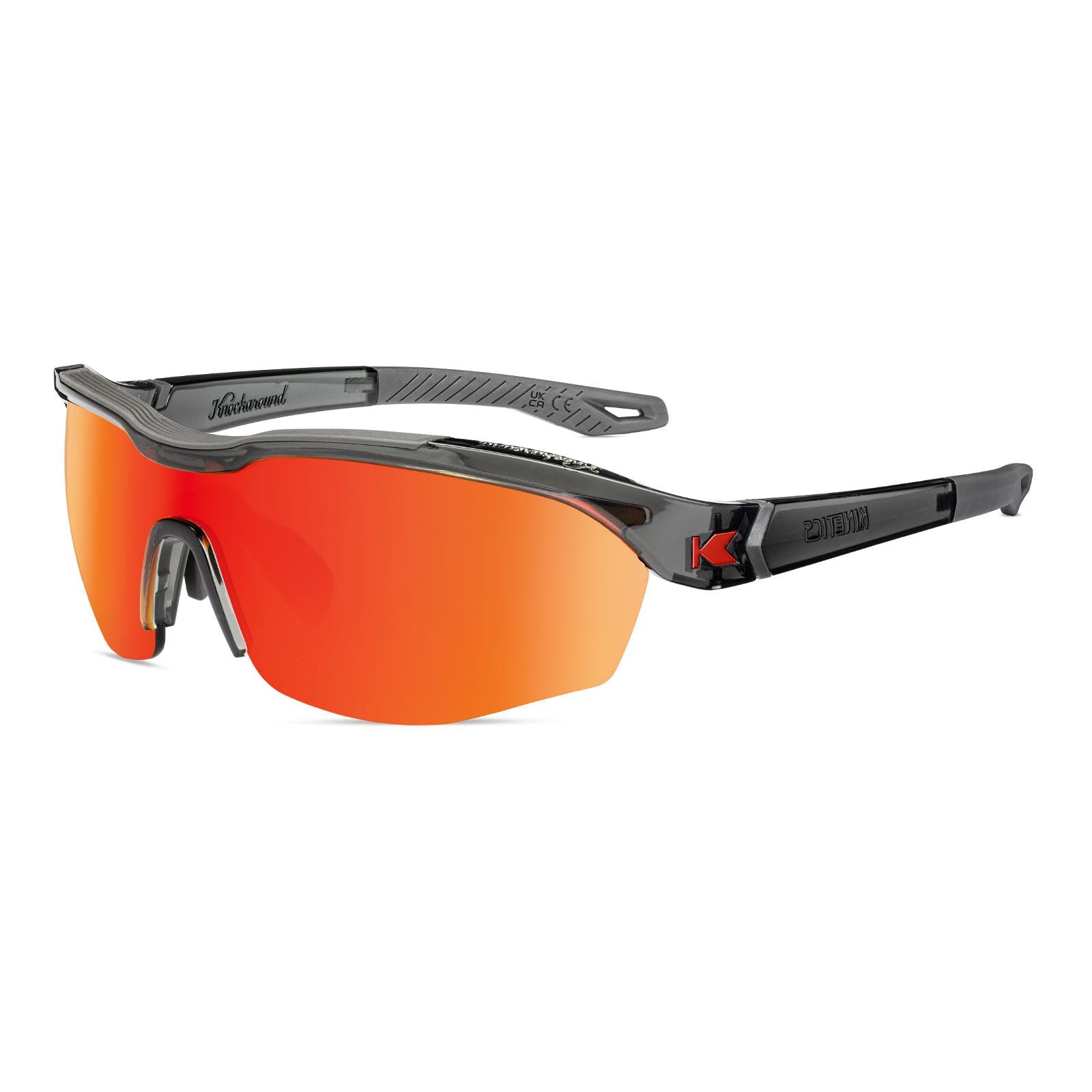 Grey Wraparound Sport Sunglasses w/ a Non-Polarized Orange Shield Lens