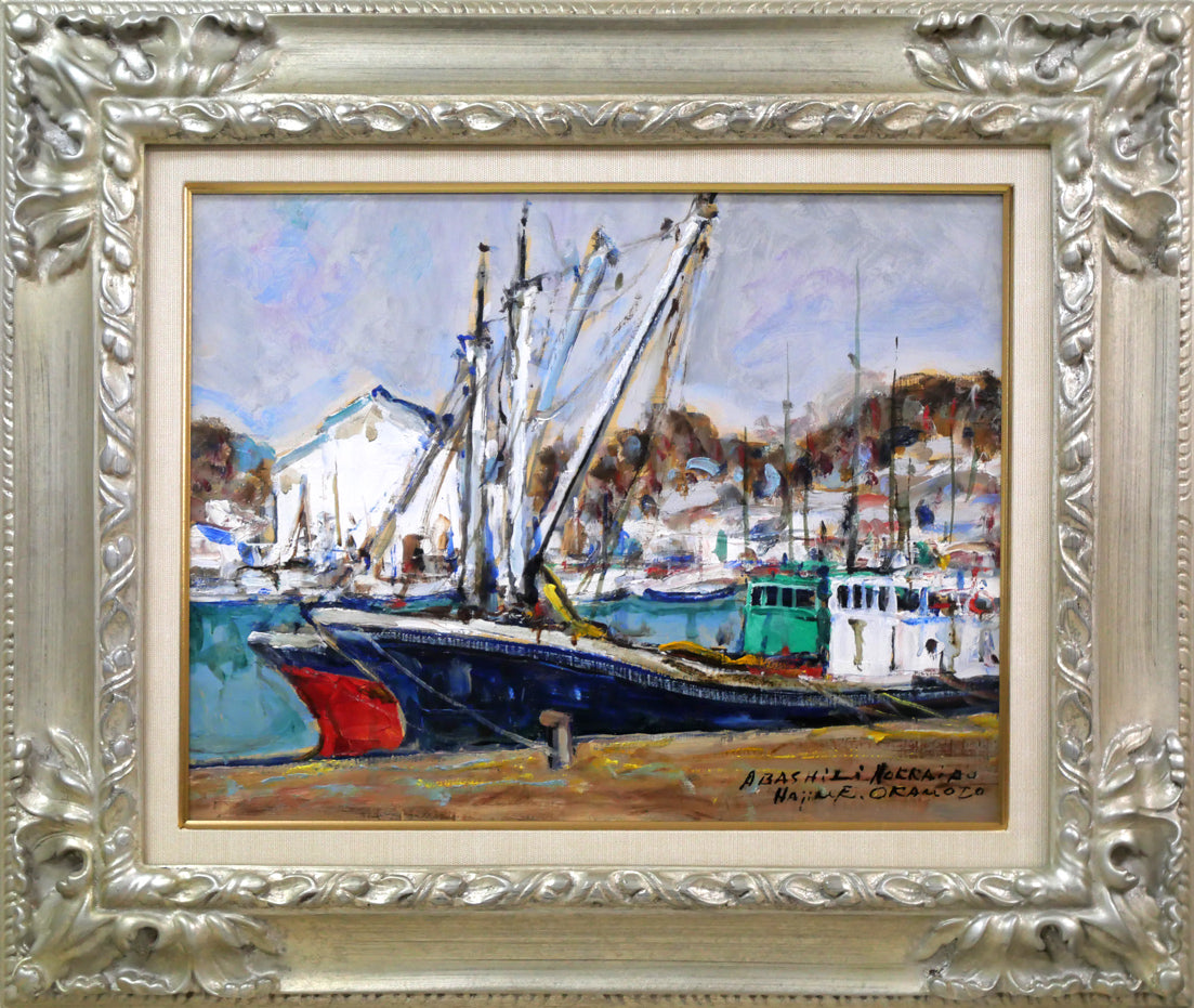 No4035額装 佐田光「南駒ヶ岳」 油彩画 F4号 直筆サイン 美術 送料無料