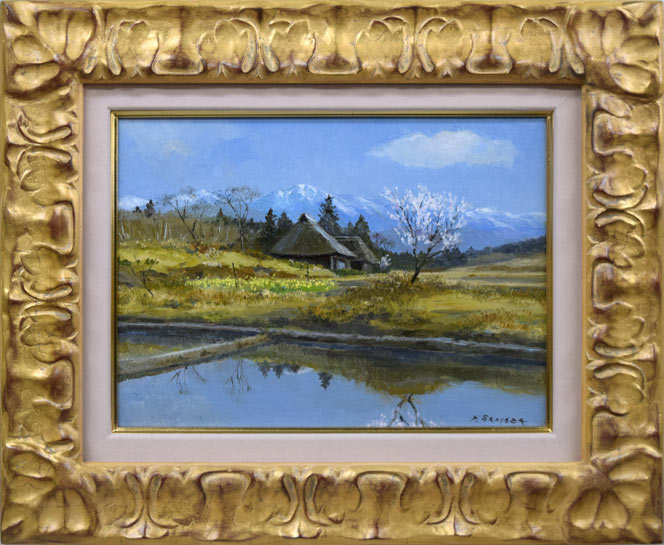 佐間田敏夫「八ヶ岳の春」油絵・F4号 絵画買取・販売の小竹美術