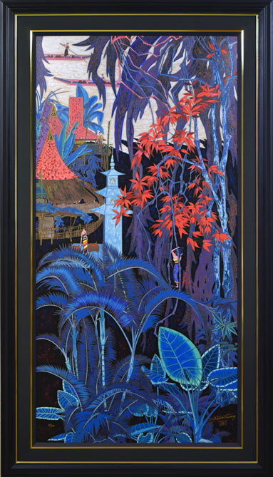 丁紹光「聖なる村」シルクスクリーン版画 絵画買取・販売の小竹美術