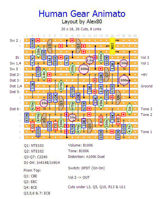 Booster, OD, Fuzz, Distortion - Human Gear Animato (with & without