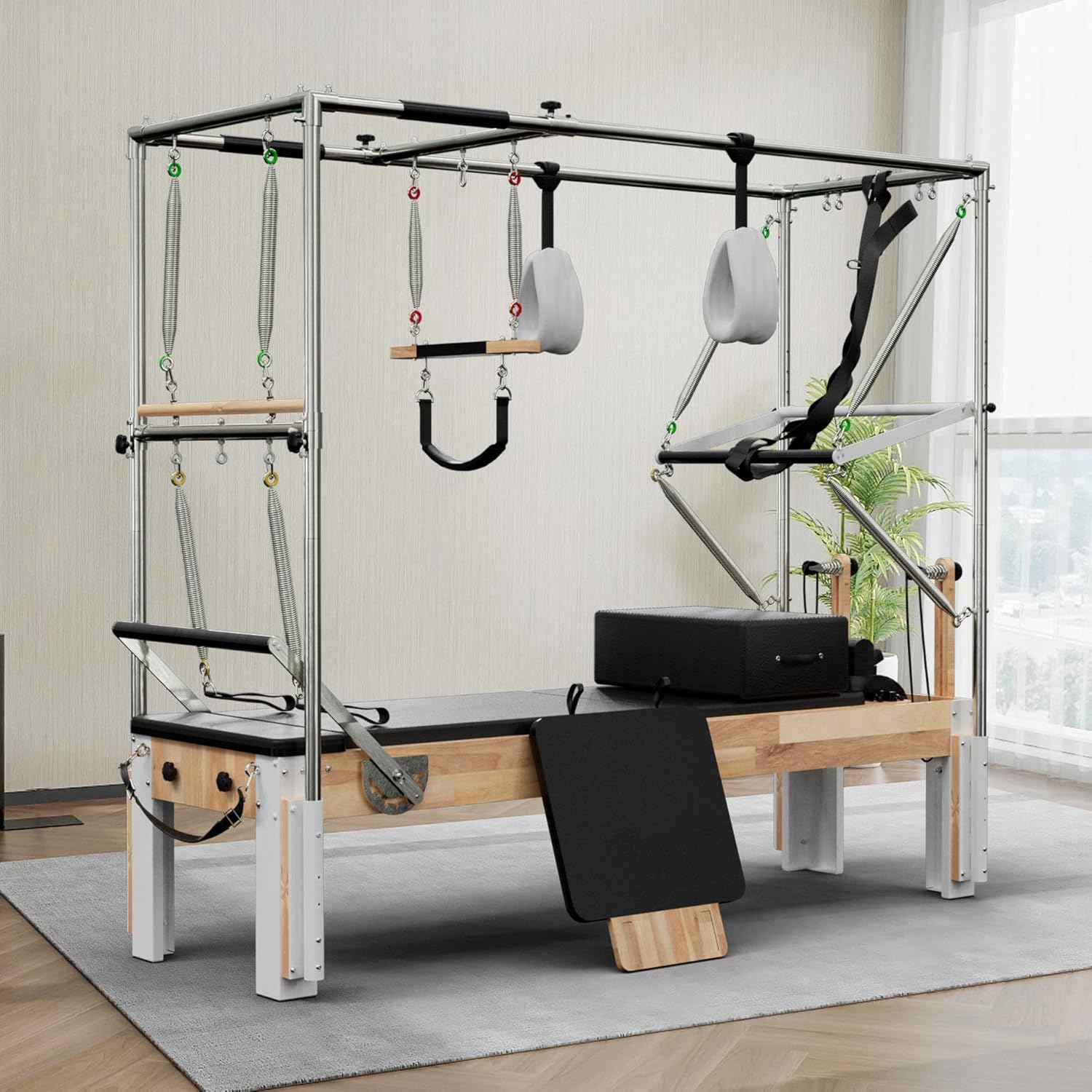 Wooden Reformer Pilates Machine with Cadillac Trapeze Table - MIKOLO