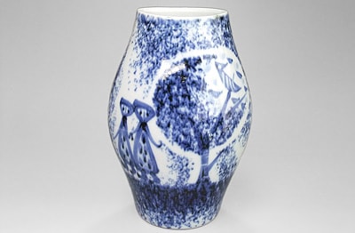 砥部焼 梅山窯 へんこ花瓶（馬絵）【和食器通販e-tobeyaki.com】