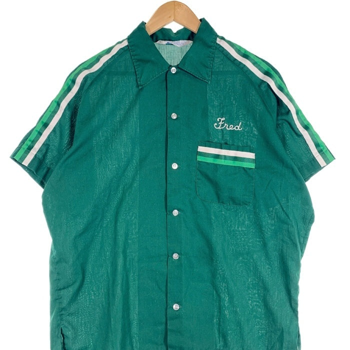 70's Hilton ヒルトン ボーリングシャツ 半袖 グリーン USA製 Size L