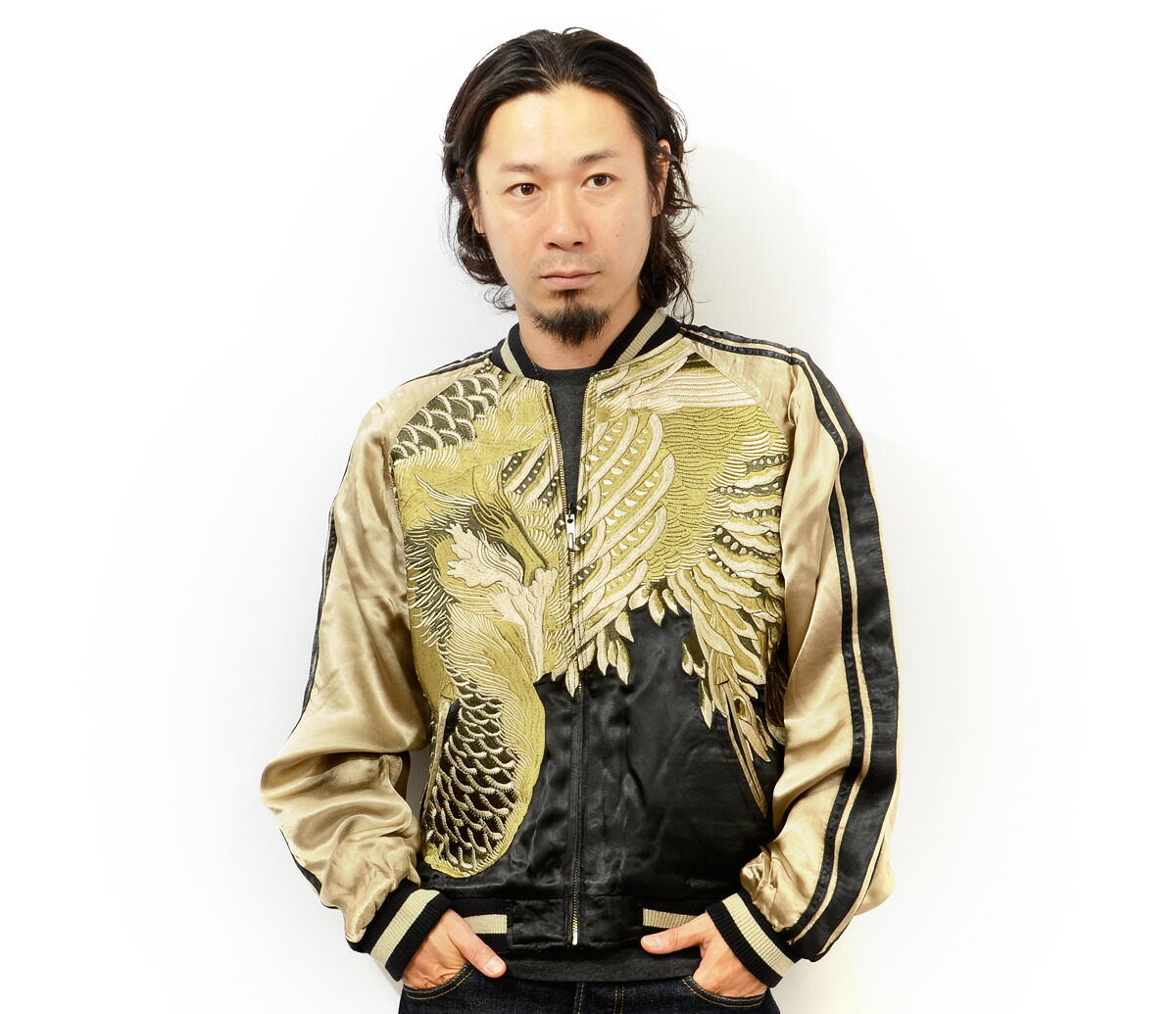 スクリプト 花旅楽団 和柄 スカジャン 鳳凰 刺繍 SKJ-71k