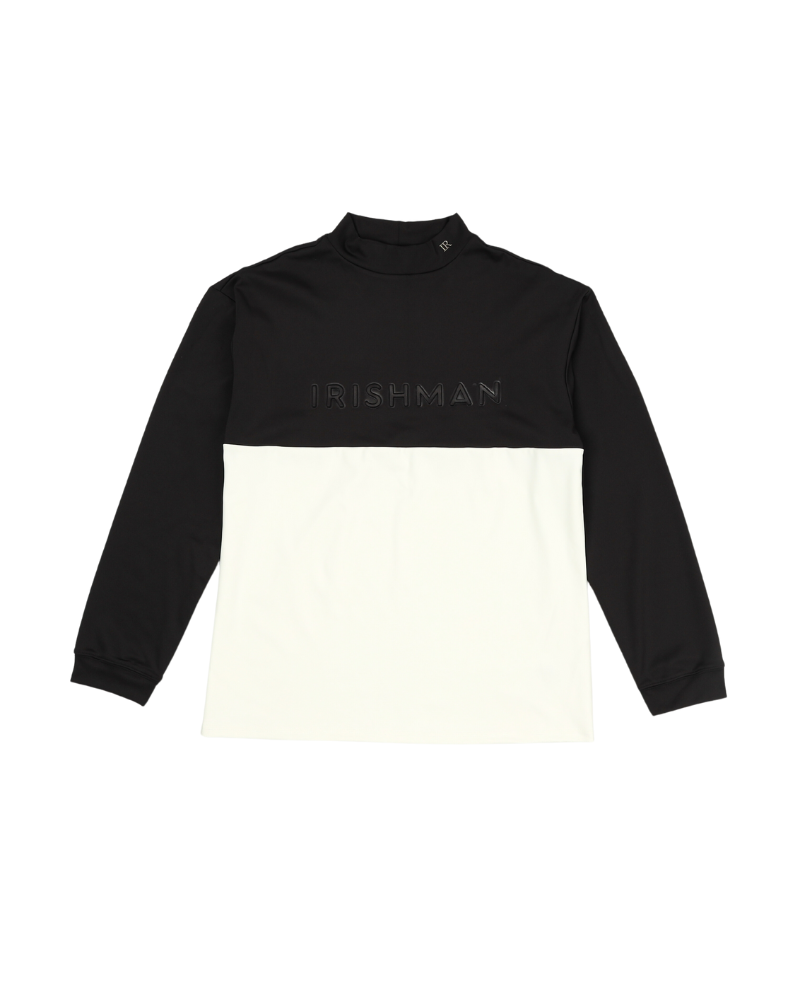 bi-color emboss mock neck pullover / バイカラーエンボスモック