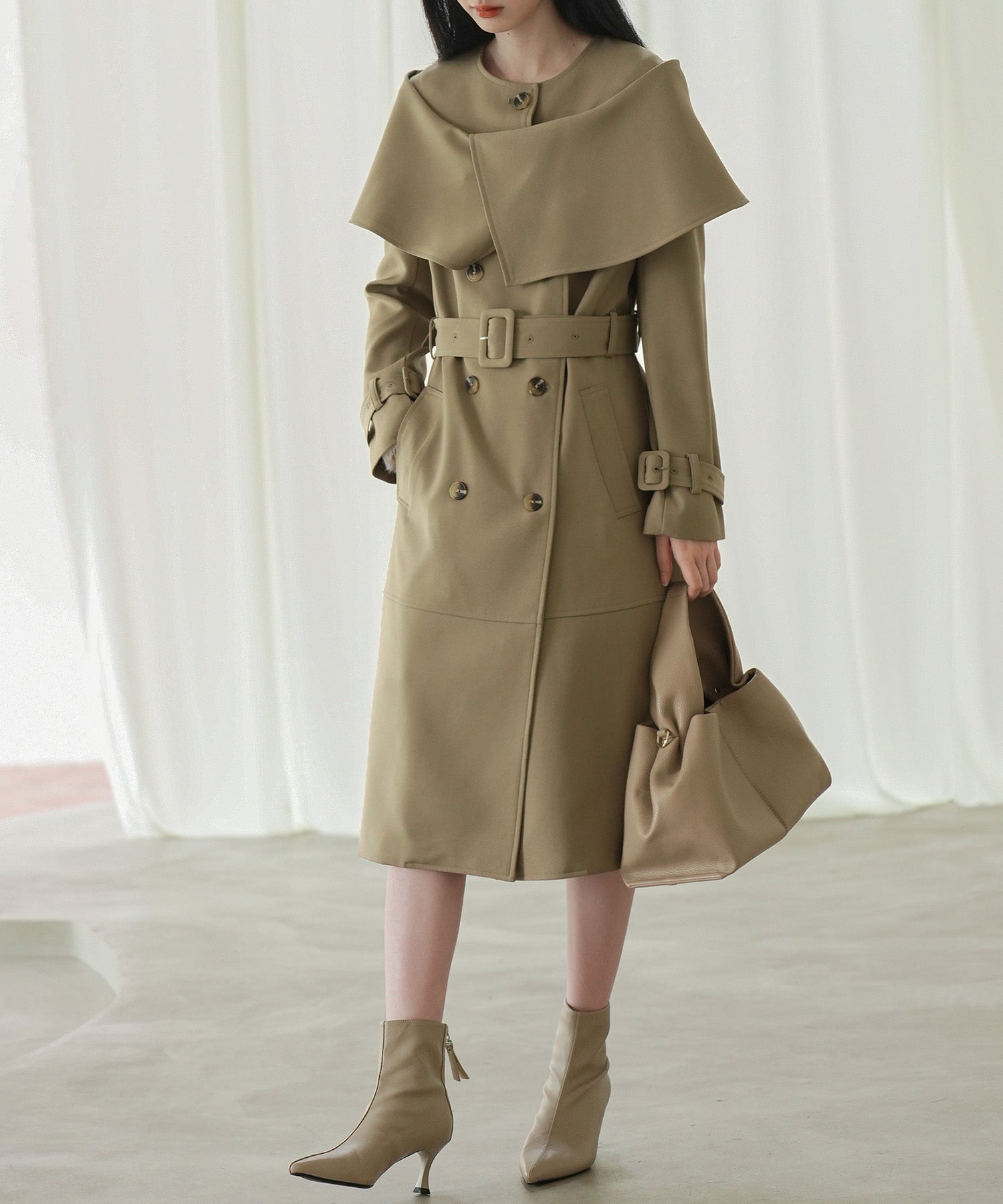 ケープ風ミモレ丈トレンチコートsdp0147 ブラウン – [公式]SAISON DE