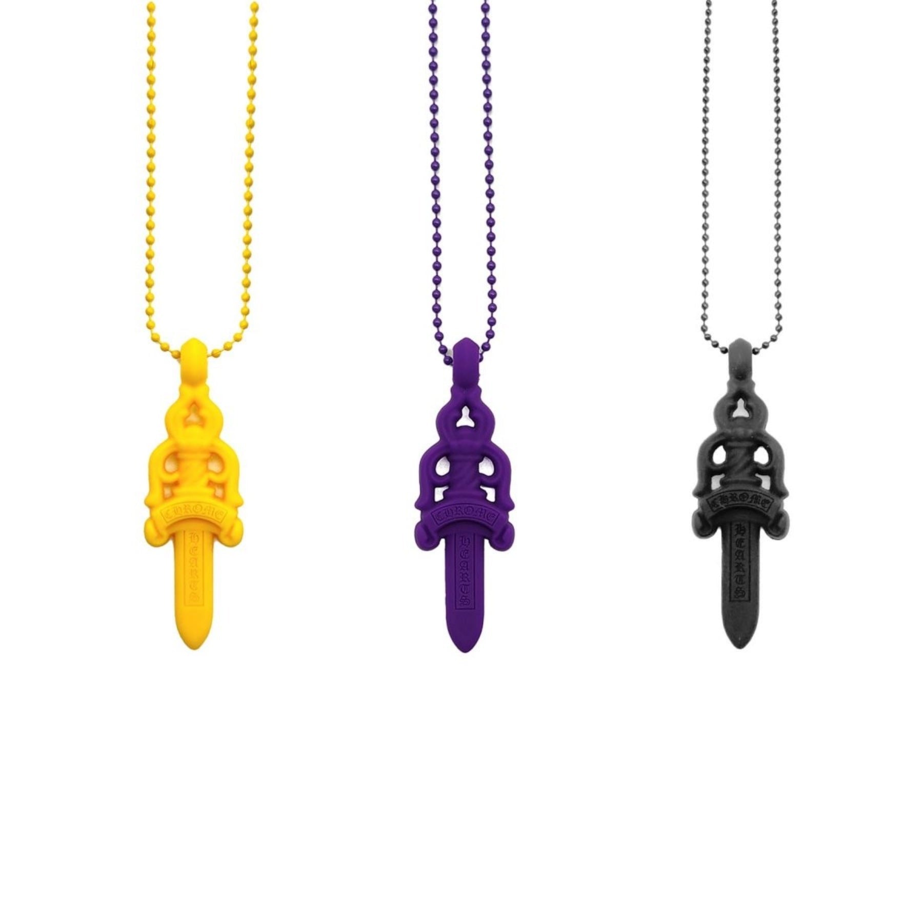 Chrome Hearts プラスチック ブラック ダガー ペンダント ネックレス