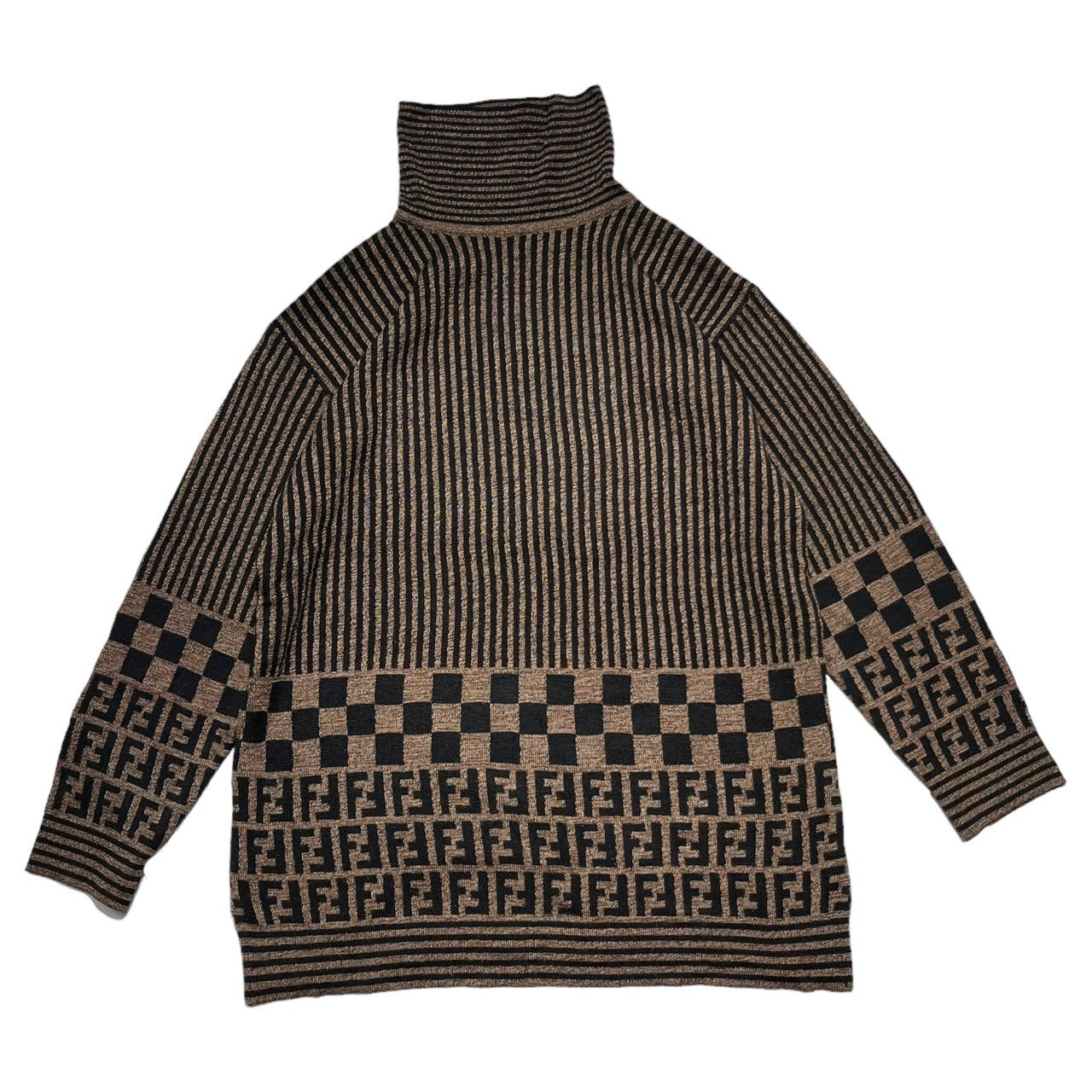 FENDI(フェンディ) 90's Zucca pattern striped turtleneck knit