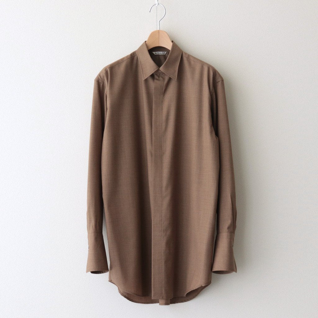 SUPER FINE TROPICAL WOOL SHIRT #TOP BROWN [A23SS07WT] _ AURALEE