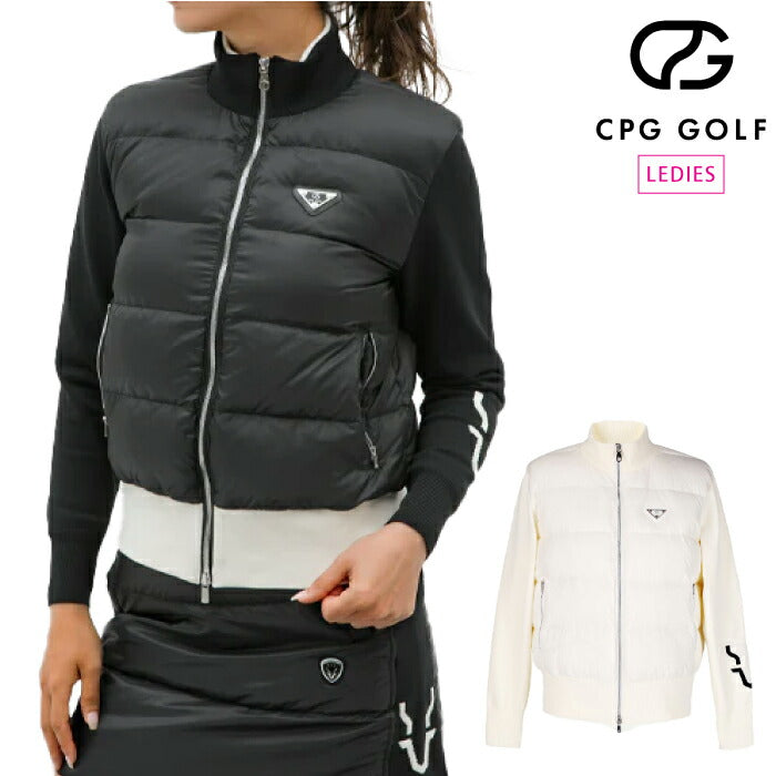 CPG GOLF シーピージーゴルフ レディース ダウン×袖ニットブルゾン
