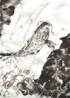 墨絵 ~鯉の滝登り | 絵画教室タブノキ ジュニアブログ