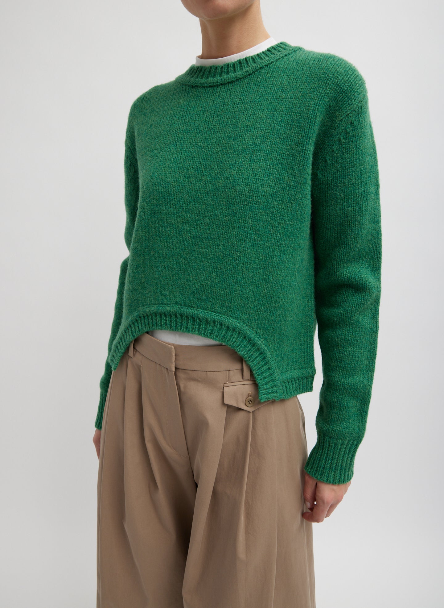 Soft Lambswool Shrunken Crewneck Pullover – Tibi Official