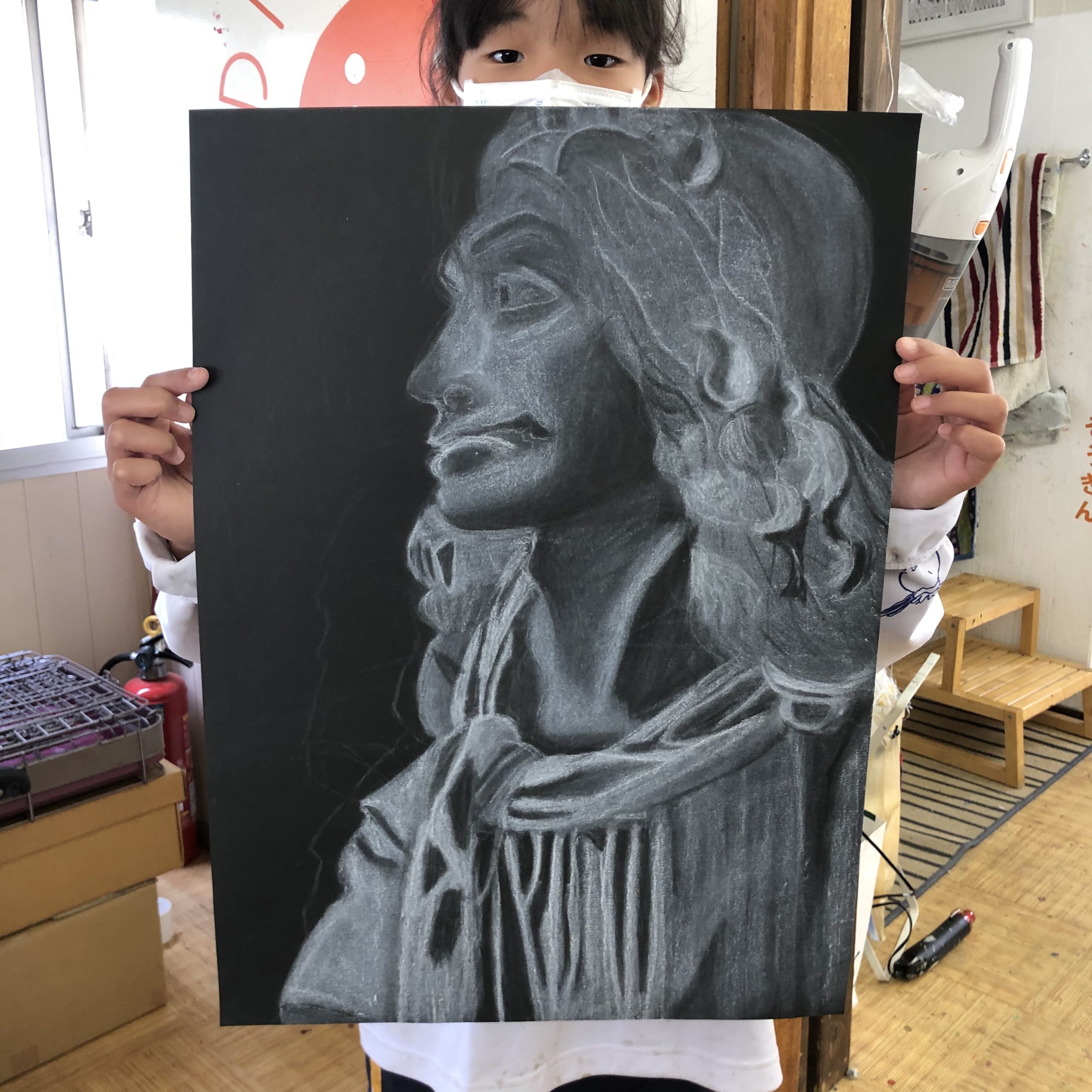 石膏像モリエールを描く（2020/03） | ウザワアートスタジオ創造絵画教室