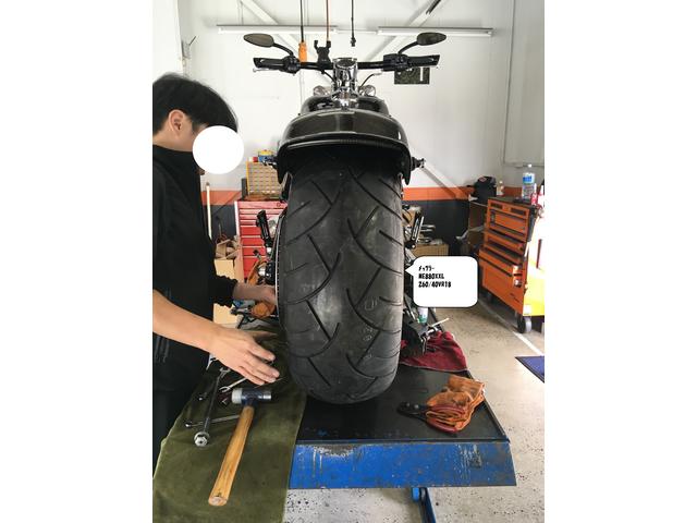 ハーレダビッドソン 修理 FXSB リアタイヤ交換 車高調整 2016年式