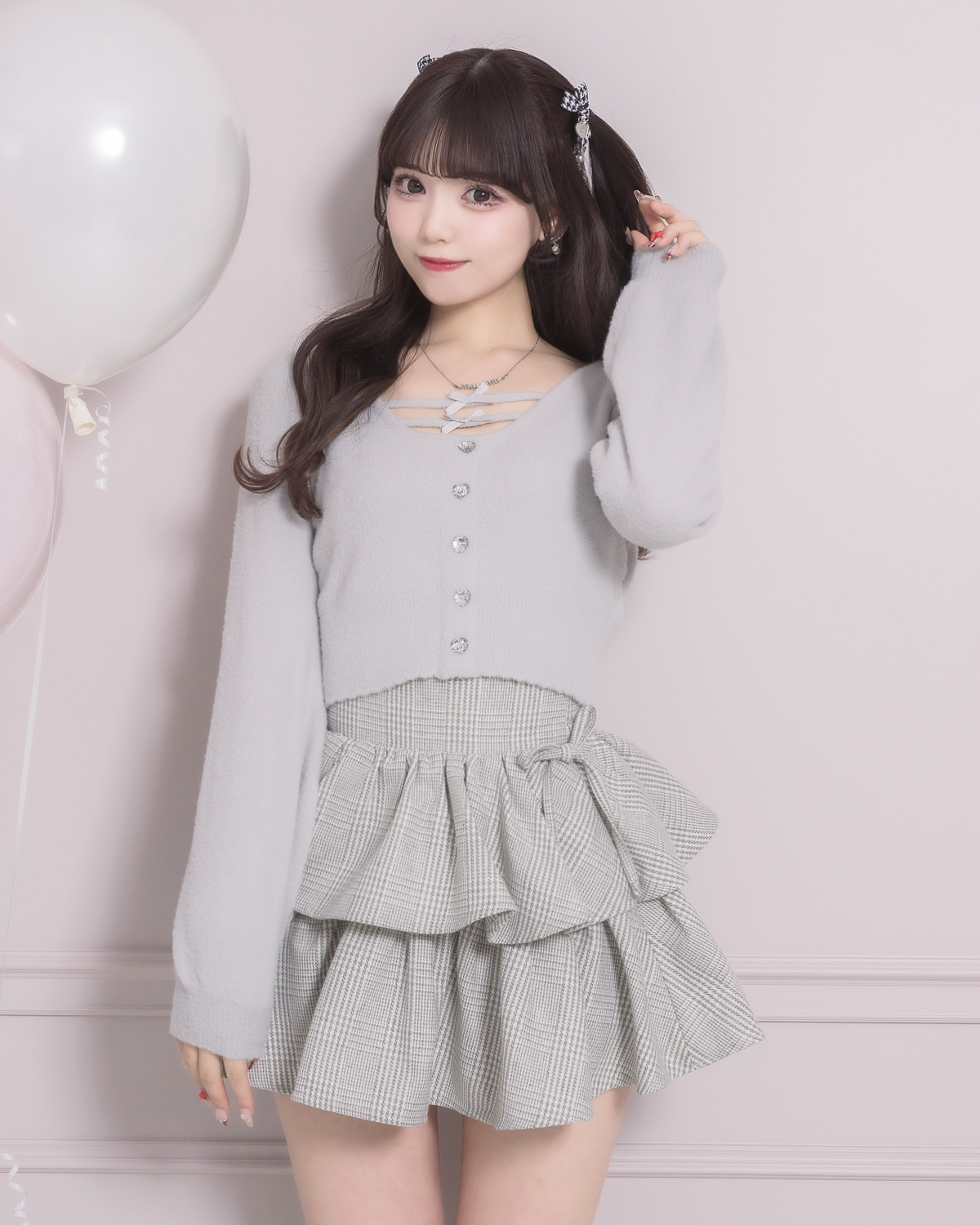 リボンテープハートボタンマシュマロニット – pium