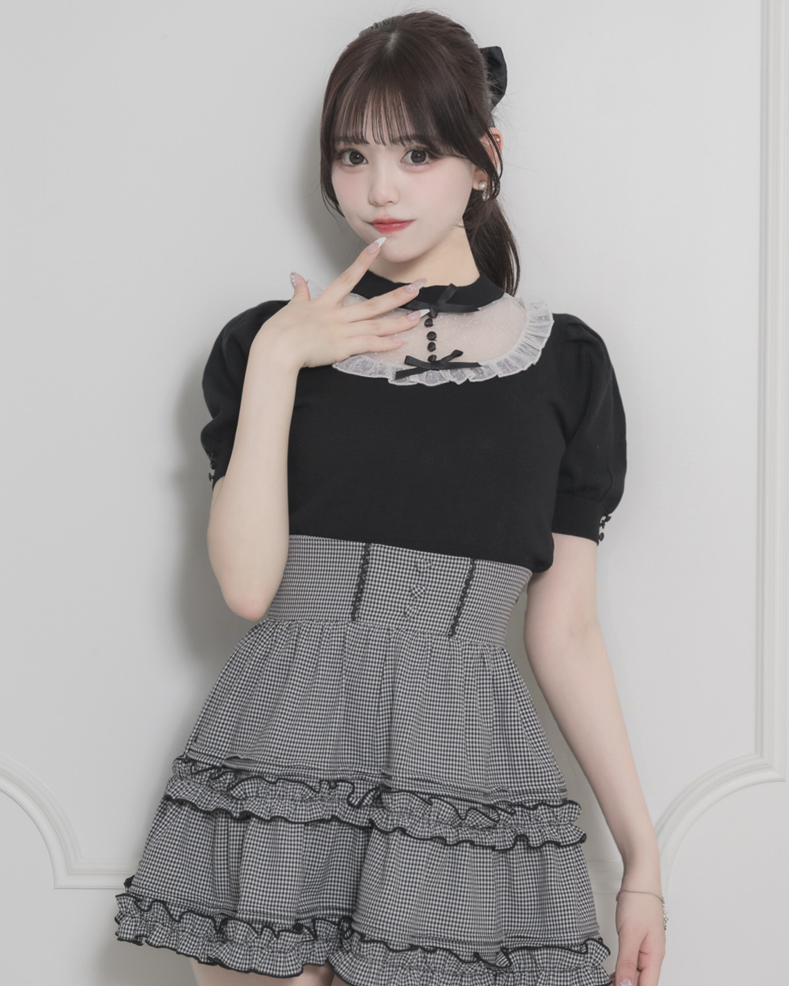 チュールフリルドーリーニットトップス – pium