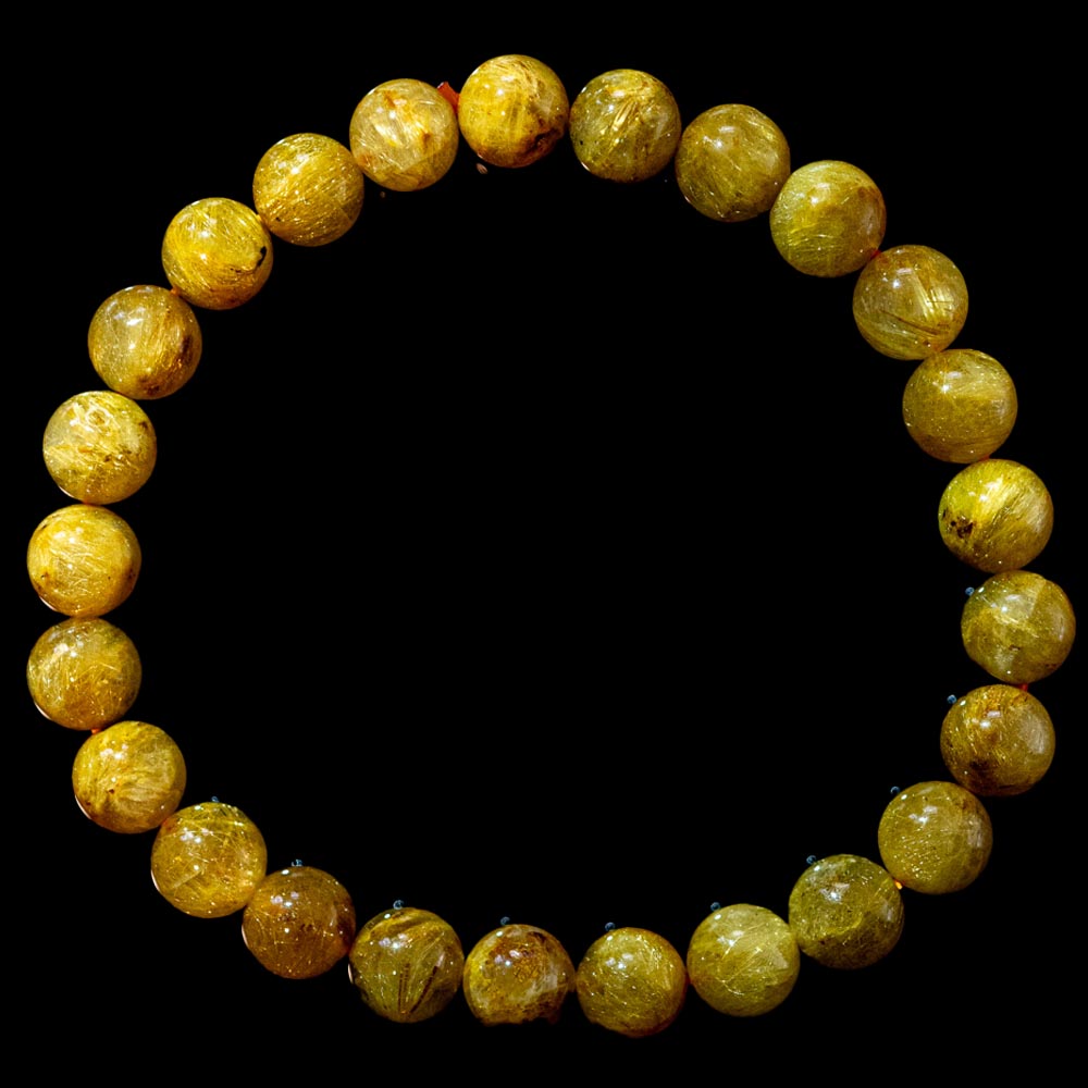 8.0mmゴールドルチル】ルチルクォーツ 8.0mm玉 タイチン ブレスレット