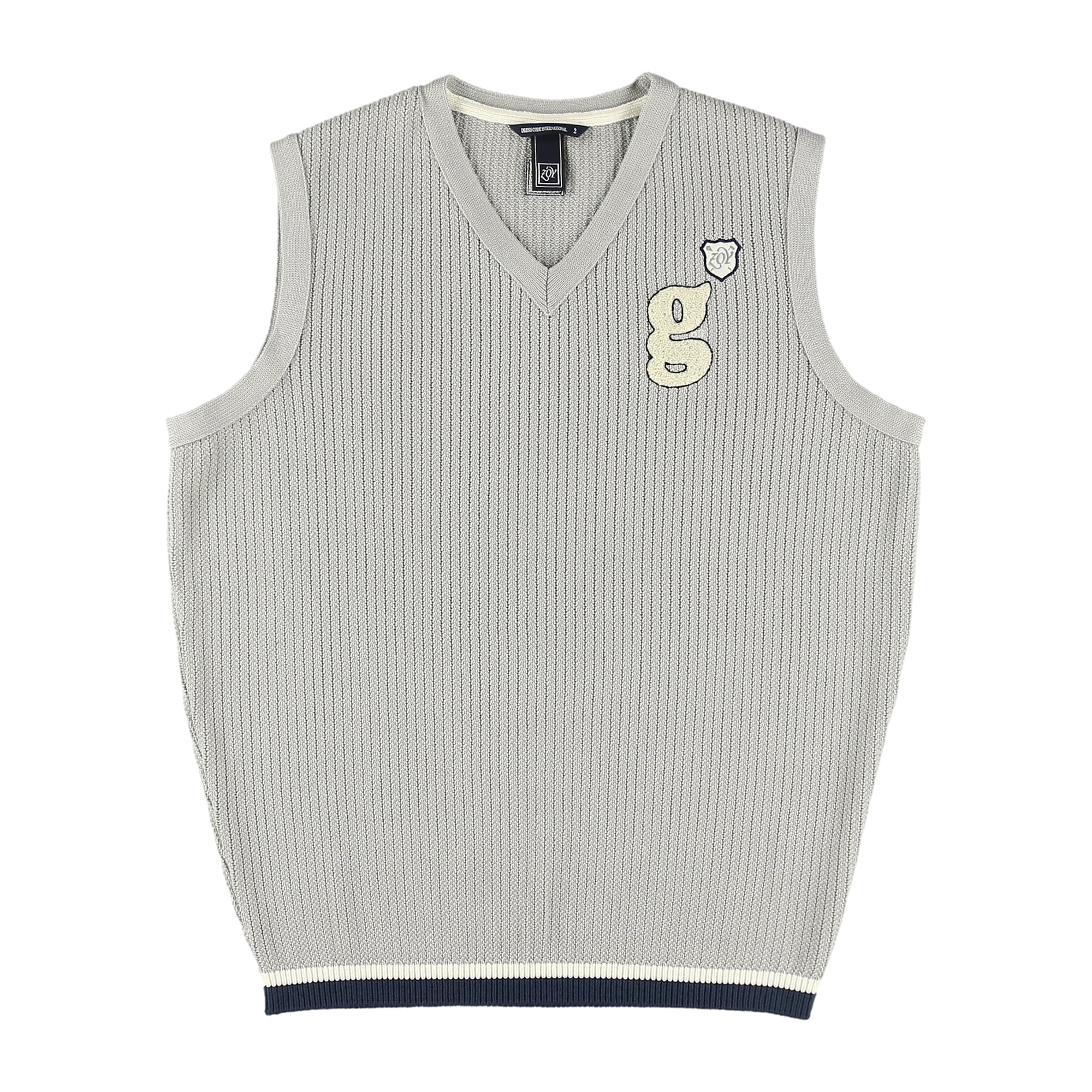 MEN 針抜き畦ニットベスト ライトグレー