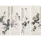 四条屏梅兰竹菊四君子花鸟画传统水墨】图片_欣赏_交易- 99字画网