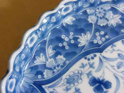 三洋陶器 龍峰窯 染付更紗楕円大皿 【器道楽】