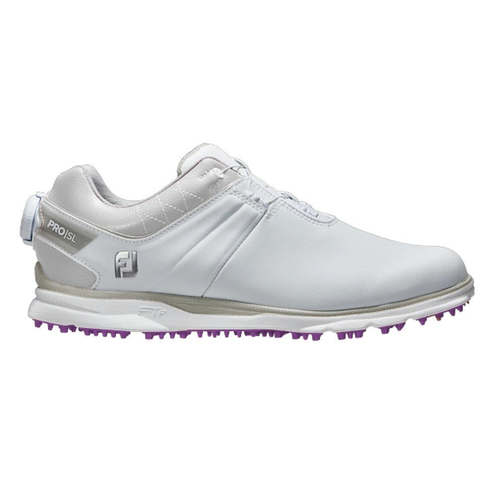 FootJoy Pro SL BOA Spikeless Golf Shoes White/White/Purple - 23