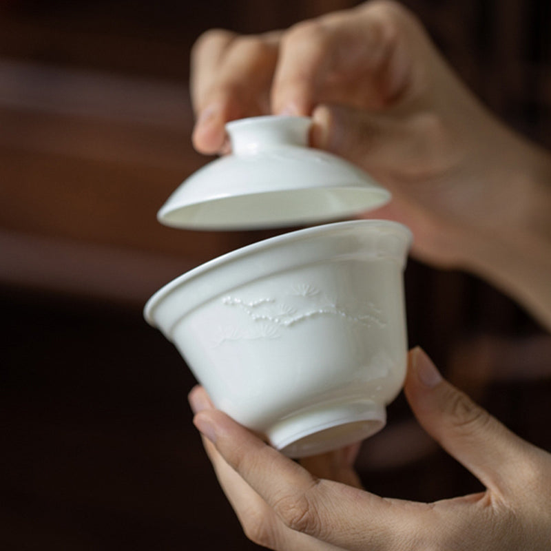 IwaiLoft 白玉 蓋碗 三才碗 宝瓶 煎茶器 急須 中国茶 ウーロン茶 お茶