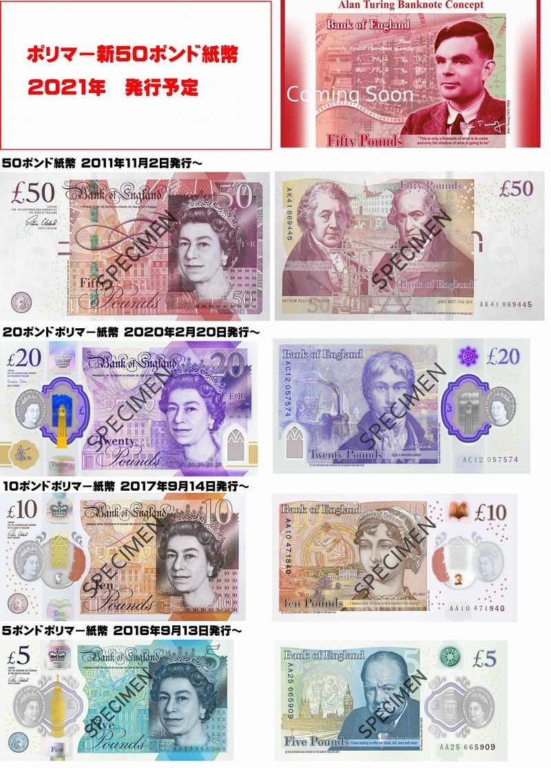 MONEYEXCHANGE,外貨換金, Pound Sterling イギリス旧紙幣,旧5ポンド