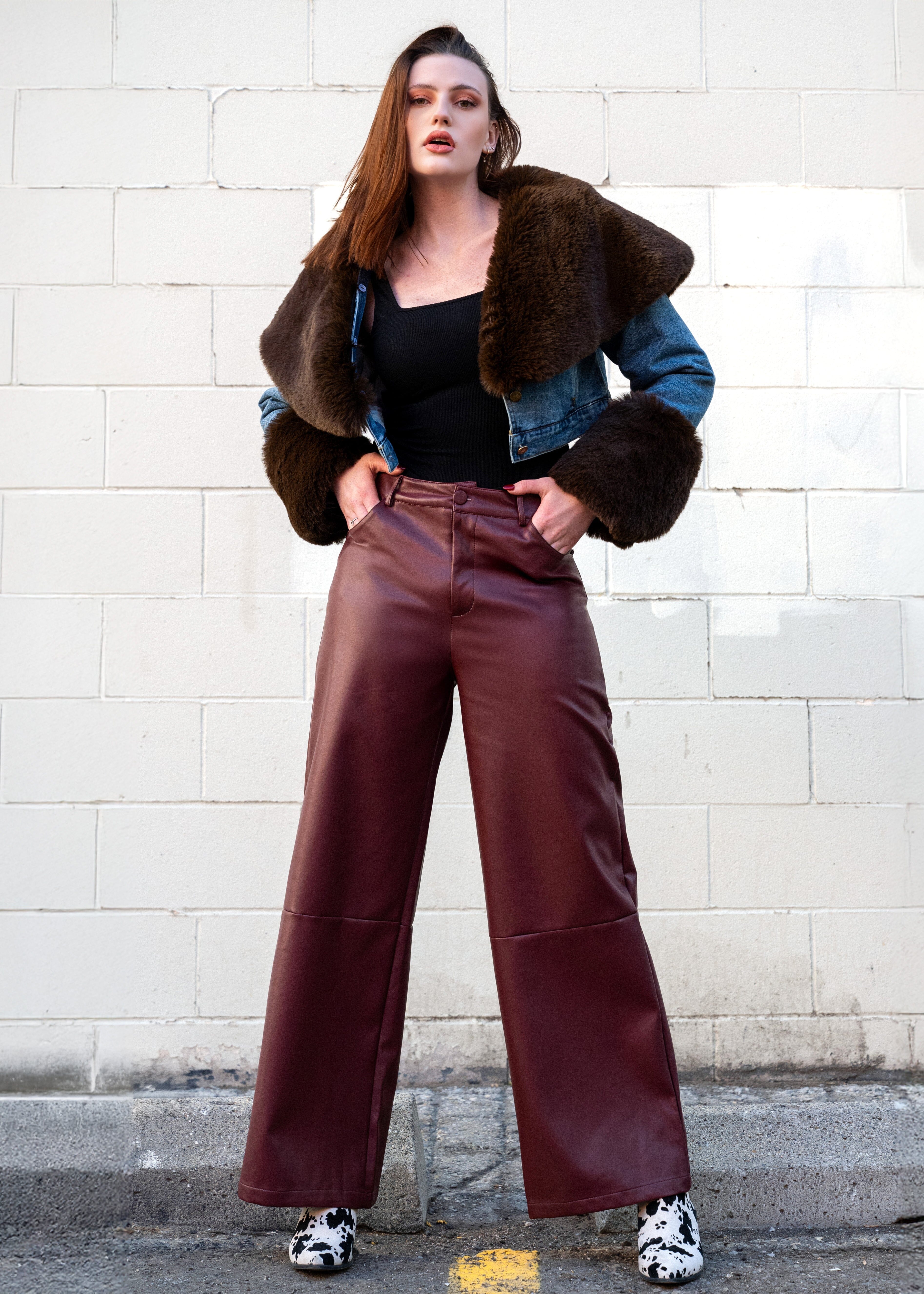 Vegan Leather Wide Leg Pant - Kate Hewko