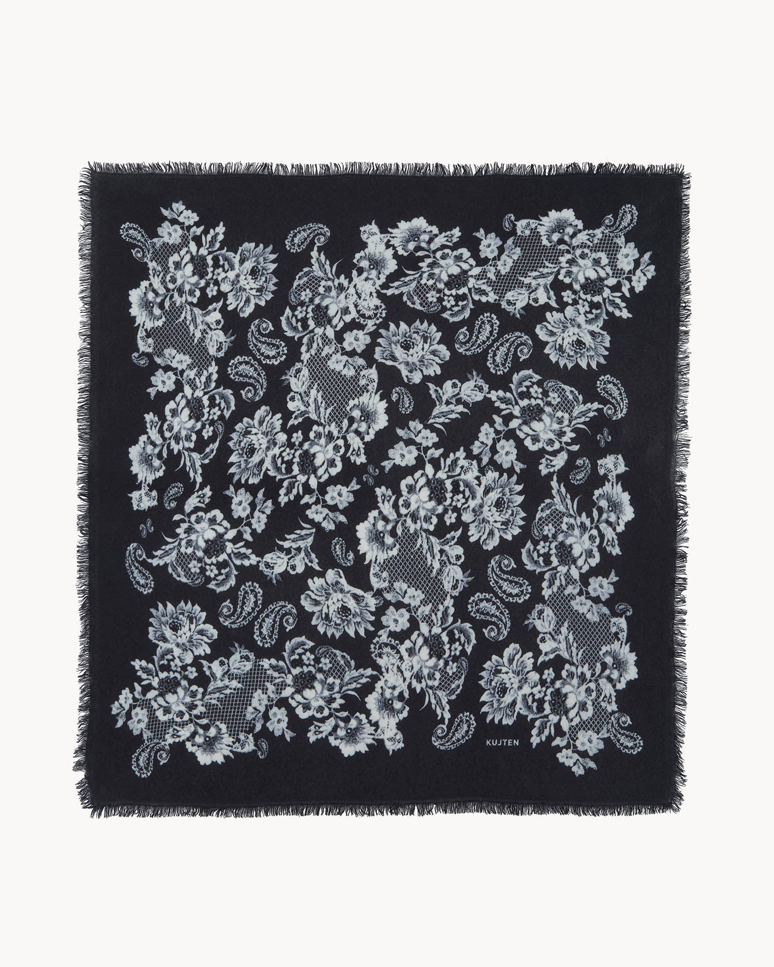 Black - White Cashmere Bandana | Kujten Cashmere