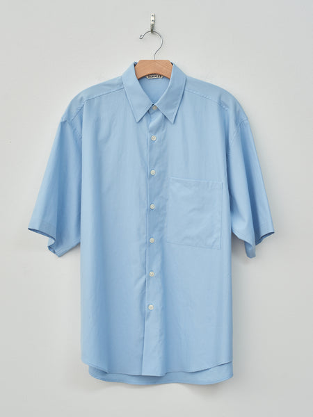 Namu Shop - Auralee Washed Finx Twill Big Half Sleeved Shirt - Sax