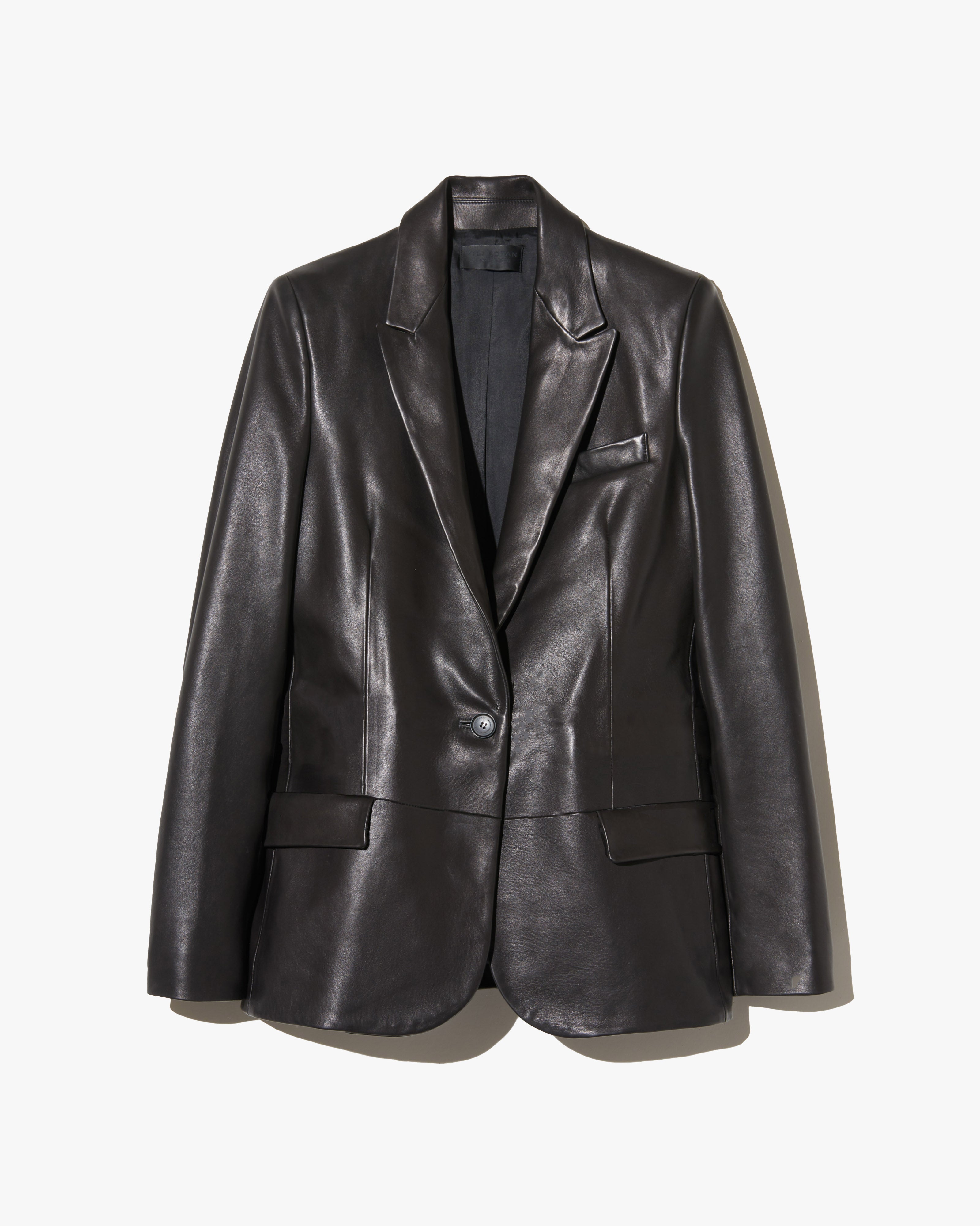 BELMONDE LEATHER TAILORED JACKET | Women's Logo Horn Buttons And