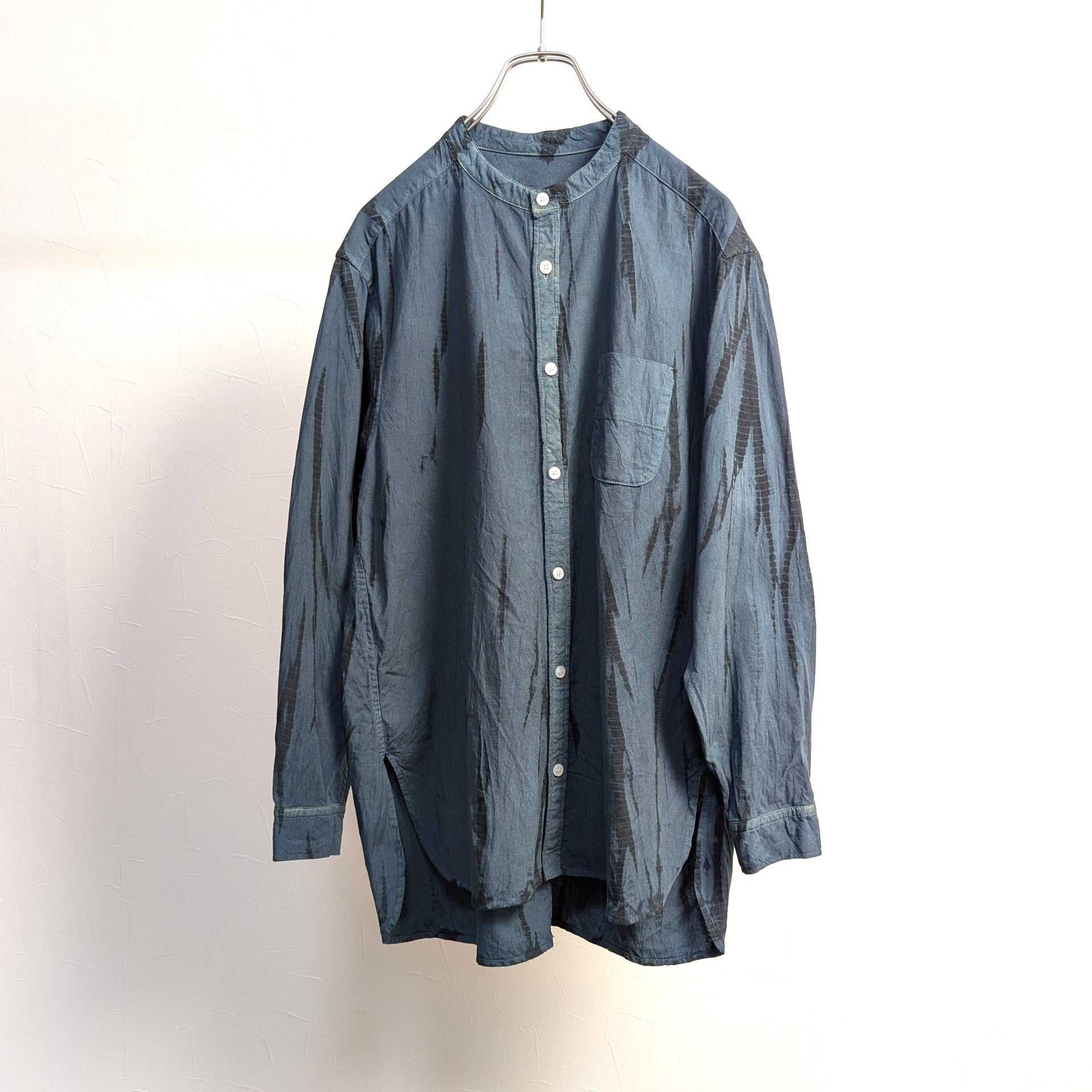 絞り染め 知多木綿 バンドカラーシャツ 竜巻絞り – OSOCU