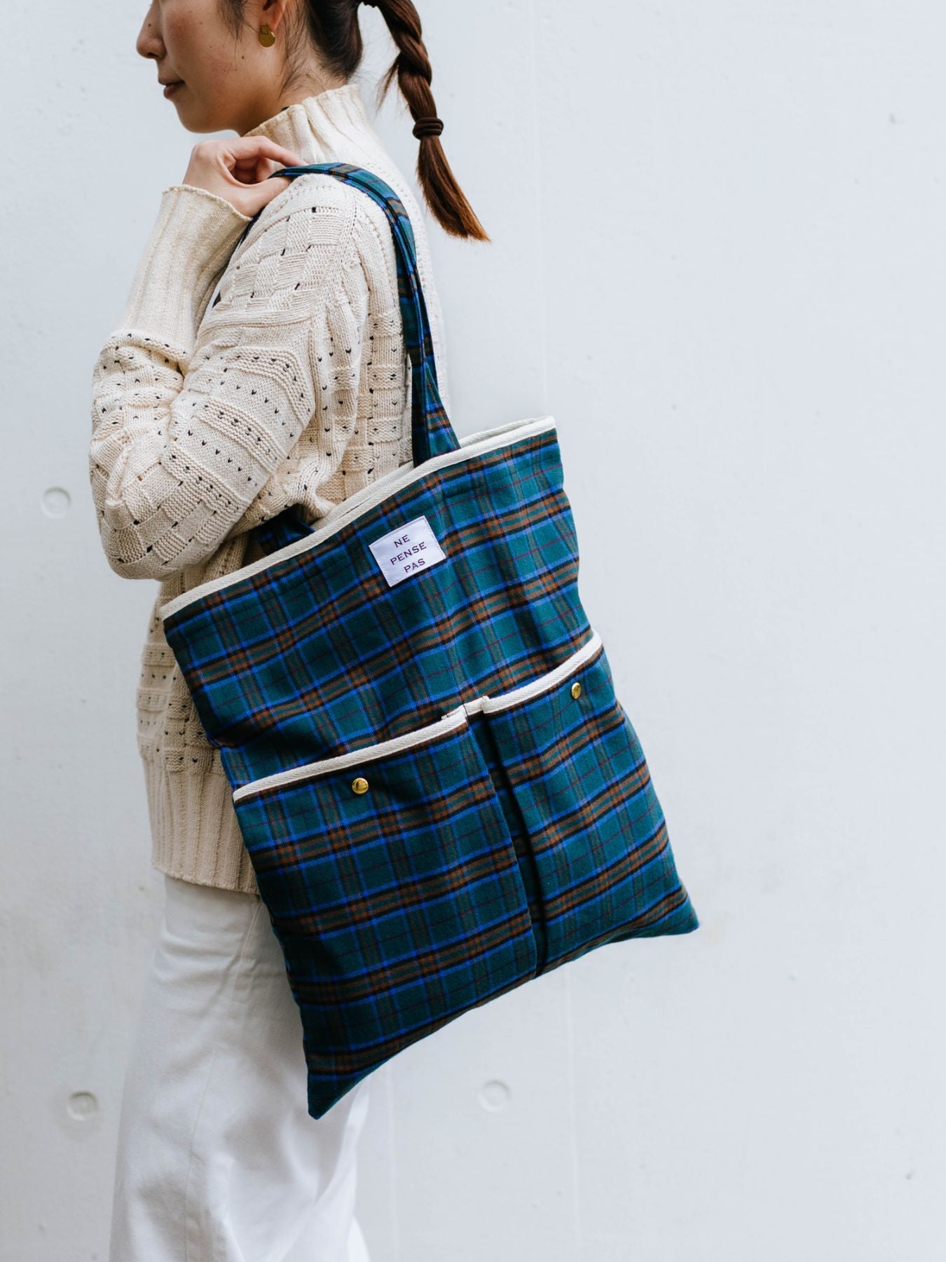 ne pense pas チェックトートバッグ（2ポケット）｜バッグ｜オルネ ド