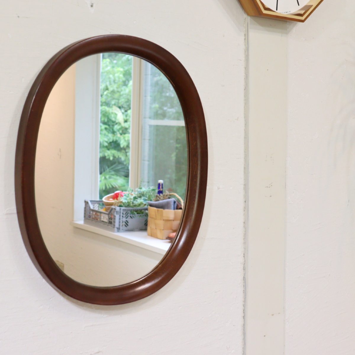 秋田木工 ウォールミラー 柳宗理 オーバル型 鏡 ヴィンテージ